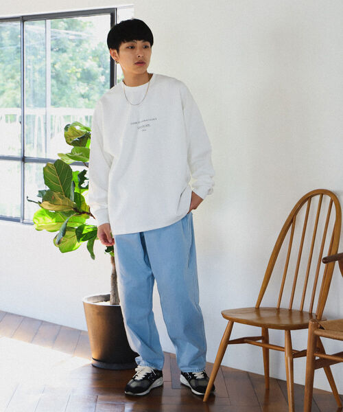 BEAMS HEART（ビームスハート）の「BEAMS HEART / ダンボール プリント ロングスリーブ ビッグ Tシャツ（Tシャツ/カットソー・メンズ・ホワイト/ベージュ/ミント・SMALL/MEDIUM/LARGE）」の4枚目の写真