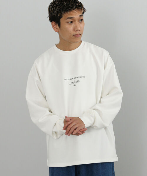 BEAMS HEART（ビームスハート）の「BEAMS HEART / ダンボール プリント ロングスリーブ ビッグ Tシャツ（Tシャツ/カットソー・メンズ・ホワイト/ベージュ/ミント・SMALL/MEDIUM/LARGE）」の5枚目の写真