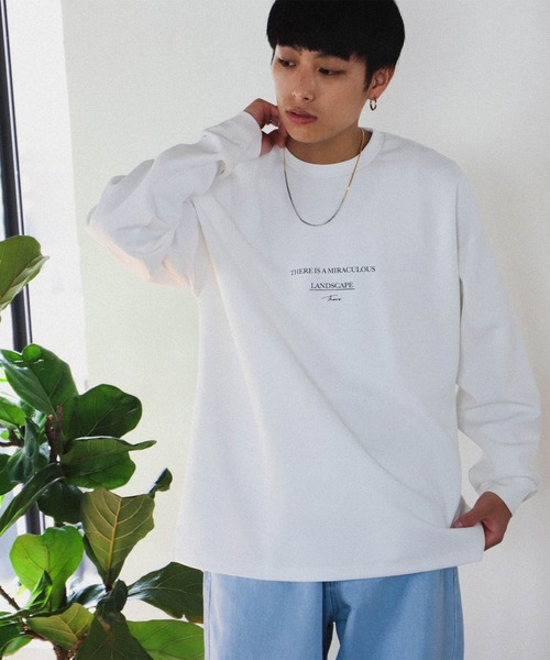 BEAMS HEART（ビームスハート）の「BEAMS HEART / ダンボール プリント ロングスリーブ ビッグ Tシャツ（Tシャツ/カットソー・メンズ・ホワイト/ベージュ/ミント・SMALL/MEDIUM/LARGE）」の2枚目の写真