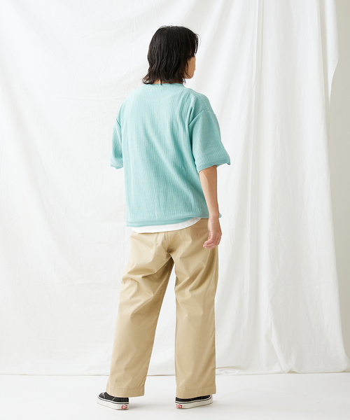 JOURNAL STANDARD(ジャーナルスタンダード)の「【透かし編みニット+レイヤードインナーの2点セット】 クルーネック半袖Tシャツ(ニット/セーター・メンズ・ブラック/ベージュ/ピンク/ライトグリーン/ライトイエロー・MEDIUM/LARGE)」の18枚目の写真