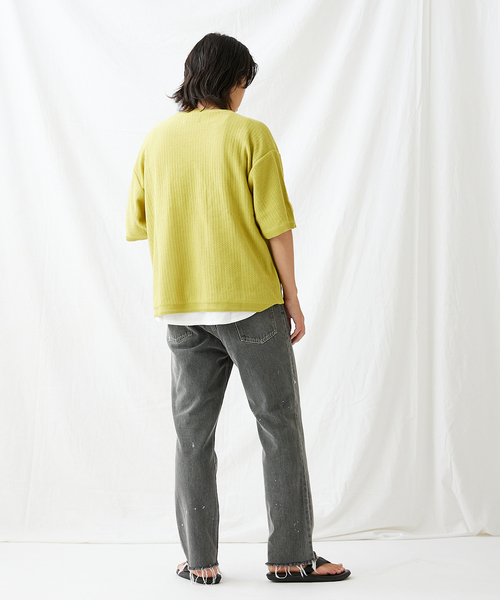 JOURNAL STANDARD(ジャーナルスタンダード)の「【透かし編みニット+レイヤードインナーの2点セット】 クルーネック半袖Tシャツ(ニット/セーター・メンズ・ブラック/ベージュ/ピンク/ライトグリーン/ライトイエロー・MEDIUM/LARGE)」の19枚目の写真