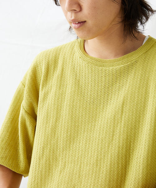 JOURNAL STANDARD(ジャーナルスタンダード)の「【透かし編みニット+レイヤードインナーの2点セット】 クルーネック半袖Tシャツ(ニット/セーター・メンズ・ブラック/ベージュ/ピンク/ライトグリーン/ライトイエロー・MEDIUM/LARGE)」の8枚目の写真