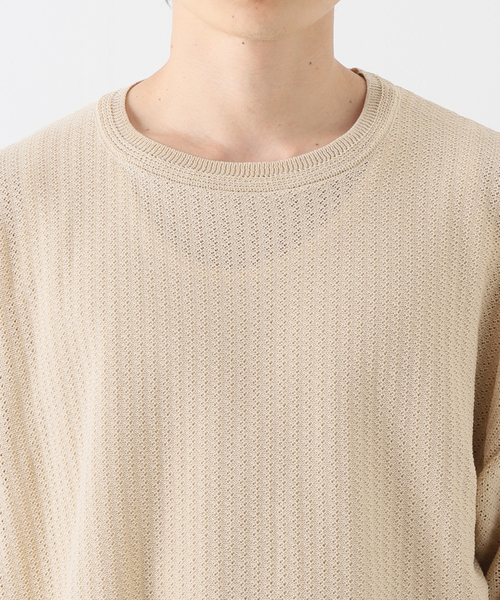 JOURNAL STANDARD(ジャーナルスタンダード)の「【透かし編みニット+レイヤードインナーの2点セット】 クルーネック半袖Tシャツ(ニット/セーター・メンズ・ブラック/ベージュ/ピンク/ライトグリーン/ライトイエロー・MEDIUM/LARGE)」の14枚目の写真