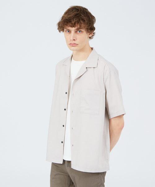 ABAHOUSE GRAY(アバハウスグレイ)の「ポリトロ ストレッチ 半袖 オープンカラー シャツ(シャツ/ブラウス・メンズ・ブラック/カーキ/サックスブルー/グレイッシュベージュ・46/48)」の3枚目の写真