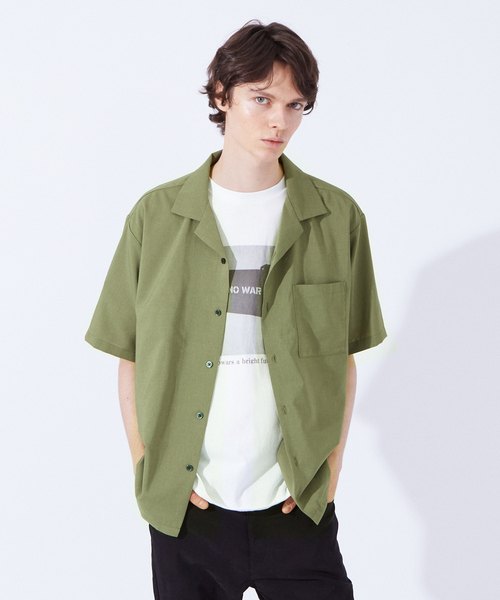 ABAHOUSE GRAY(アバハウスグレイ)の「ポリトロ ストレッチ 半袖 オープンカラー シャツ(シャツ/ブラウス・メンズ・ブラック/カーキ/サックスブルー/グレイッシュベージュ・46/48)」の12枚目の写真
