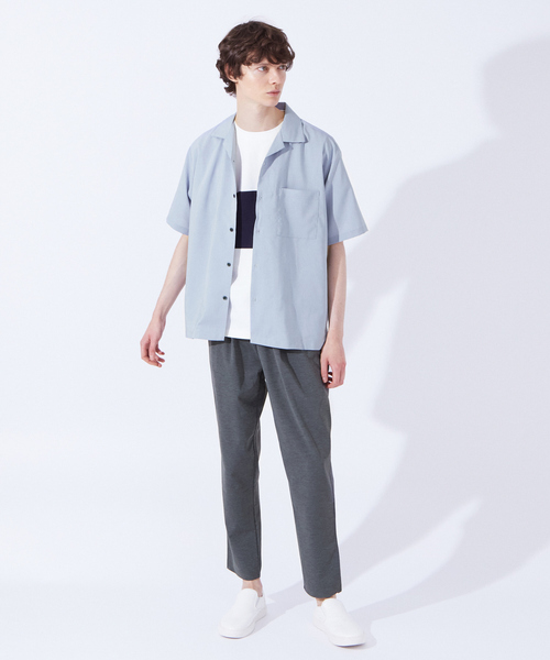 ABAHOUSE GRAY(アバハウスグレイ)の「ポリトロ ストレッチ 半袖 オープンカラー シャツ(シャツ/ブラウス・メンズ・ブラック/カーキ/サックスブルー/グレイッシュベージュ・46/48)」の6枚目の写真