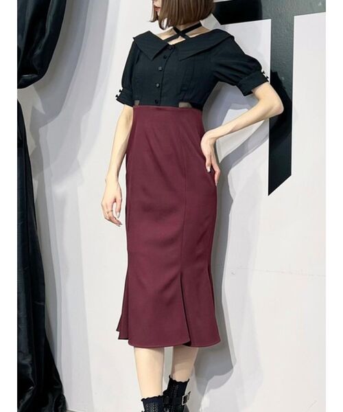 EATME（イートミー）の「クロスリボンブラウスドッキングワンピース（ワンピース・レディース・ブラック/バーガンディー/その他1・SMALL/MEDIUM）」の2枚目の写真