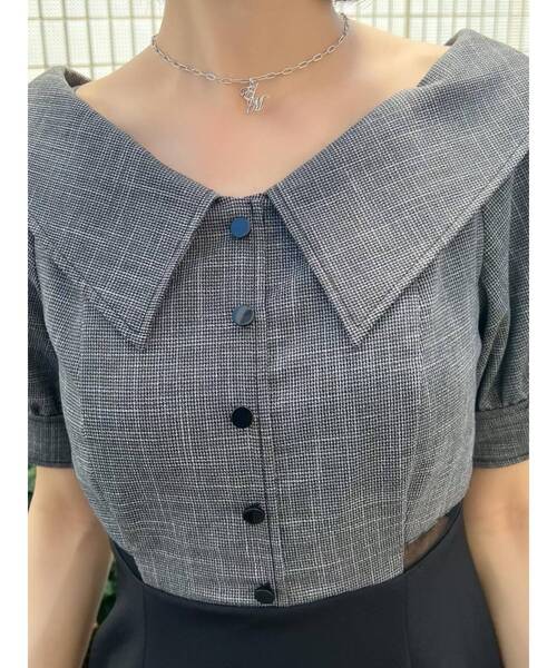 EATME（イートミー）の「クロスリボンブラウスドッキングワンピース（ワンピース・レディース・ブラック/バーガンディー/その他1・SMALL/MEDIUM）」の5枚目の写真