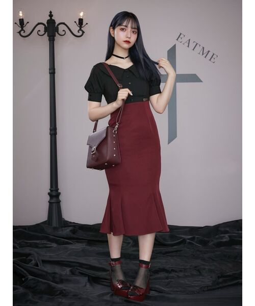 EATME（イートミー）の「クロスリボンブラウスドッキングワンピース（ワンピース・レディース・ブラック/バーガンディー/その他1・SMALL/MEDIUM）」の16枚目の写真