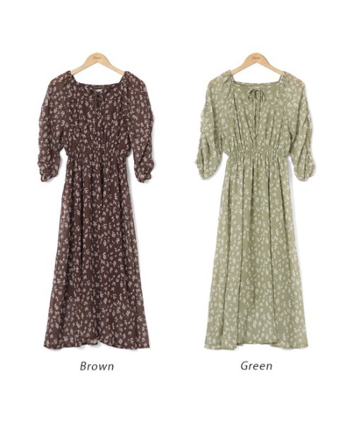 flower（フラワー）の「ニュアンスブルームワンピース（ワンピース・レディース・グリーン/ブラウン・FREE）」の18枚目の写真