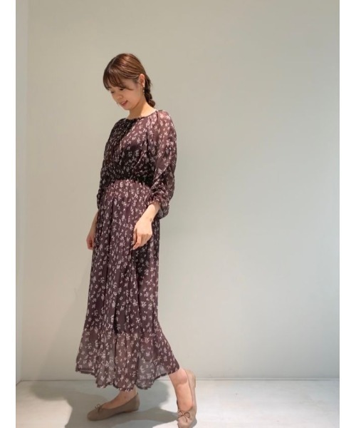 flower（フラワー）の「ニュアンスブルームワンピース（ワンピース・レディース・グリーン/ブラウン・FREE）」の3枚目の写真