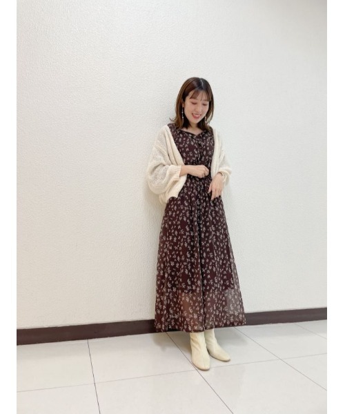 flower（フラワー）の「ニュアンスブルームワンピース（ワンピース・レディース・グリーン/ブラウン・FREE）」の4枚目の写真