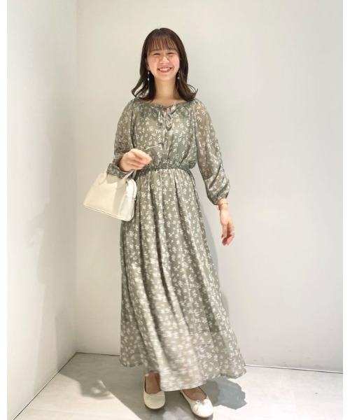 flower（フラワー）の「ニュアンスブルームワンピース（ワンピース・レディース・グリーン/ブラウン・FREE）」の7枚目の写真