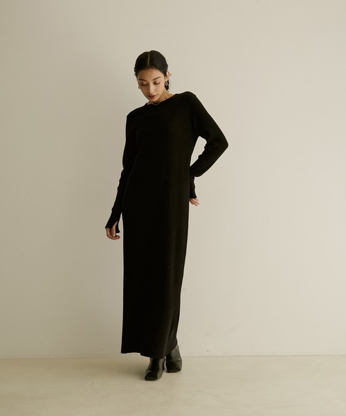 SALON adam et rope'（サロン アダム エ ロペ）の「【極上の肌ざわり】リブワンピース-CreamyCotton /クリーミーコットン-（ワンピース・レディース・ダークグリーン/ブラウン/モスグリーン/ブラック系その他/ホワイト系その他2/ピンク系その他2・FREE）」の8枚目の写真