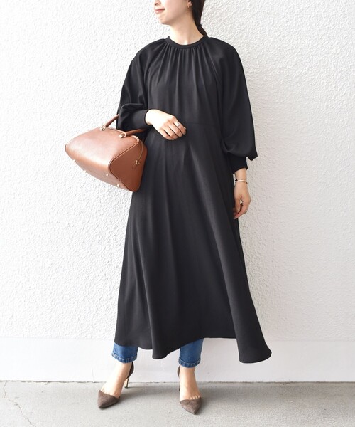 セール】*〈洗濯機可能〉ジョーゼットリブ切替ロングスリーブ