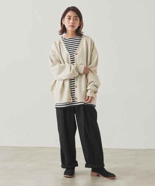Libra Cue(リブラ キュー)の「"リラックスボーダープルオーバー" こなれ感を演出する絶妙なリラックスシルエット 一枚でもレイヤードでも着たくなる一枚(Tシャツ/カットソー・レディース・ブラック/グレー・FREE)」の15枚目の写真