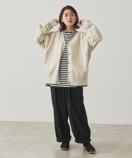 Libra Cue(リブラ キュー)の「"リラックスボーダープルオーバー" こなれ感を演出する絶妙なリラックスシルエット 一枚でもレイヤードでも着たくなる一枚(Tシャツ/カットソー・レディース・ブラック/グレー・FREE)」の16枚目の写真