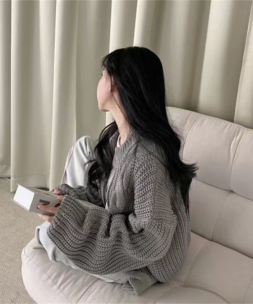 yuue' ( wear )（ユーイ）の「ビッグシルエット ジップアップ ニット カーディガン（ニット/セーター・レディース・ブラック/グレー/ピンク/ベージュ・FREE）」の10枚目の写真