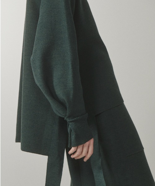 LE CIEL BLEU(ルシェルブルー)の「ウールスムーストップ / Wool Smooth Top(ニット/セーター・レディース・ローズ/ダークグリーン/ブラック・36)」の14枚目の写真