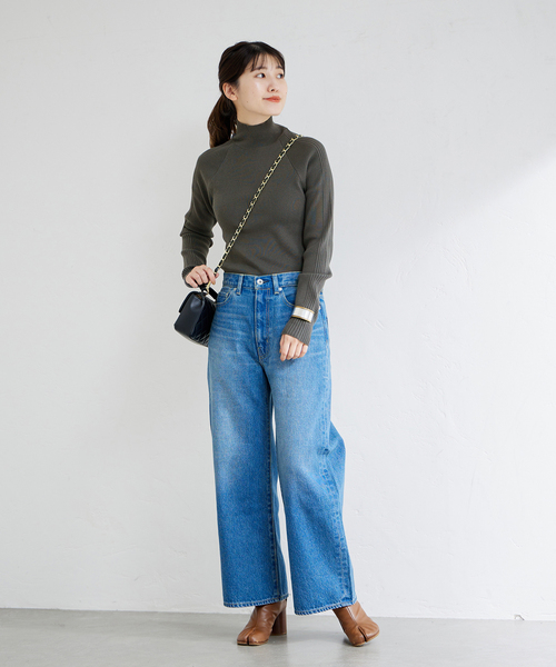 JOURNAL STANDARD(ジャーナルスタンダード)の「Peru sal ショルダーリブラインハイネックニット(ニット/セーター・レディース・グレー/ブラック/グリーン・FREE)」の4枚目の写真