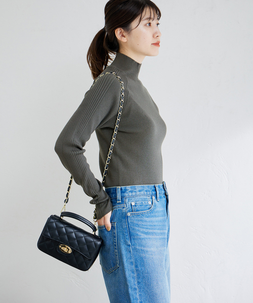 JOURNAL STANDARD(ジャーナルスタンダード)の「Peru sal ショルダーリブラインハイネックニット(ニット/セーター・レディース・グレー/ブラック/グリーン・FREE)」の15枚目の写真