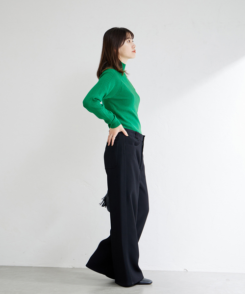 JOURNAL STANDARD(ジャーナルスタンダード)の「Peru sal ショルダーリブラインハイネックニット(ニット/セーター・レディース・グレー/ブラック/グリーン・FREE)」の10枚目の写真
