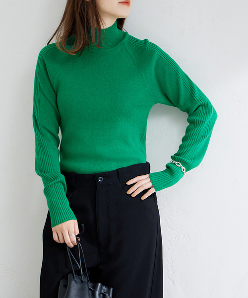 JOURNAL STANDARD(ジャーナルスタンダード)の「Peru sal ショルダーリブラインハイネックニット(ニット/セーター・レディース・グレー/ブラック/グリーン・FREE)」の5枚目の写真