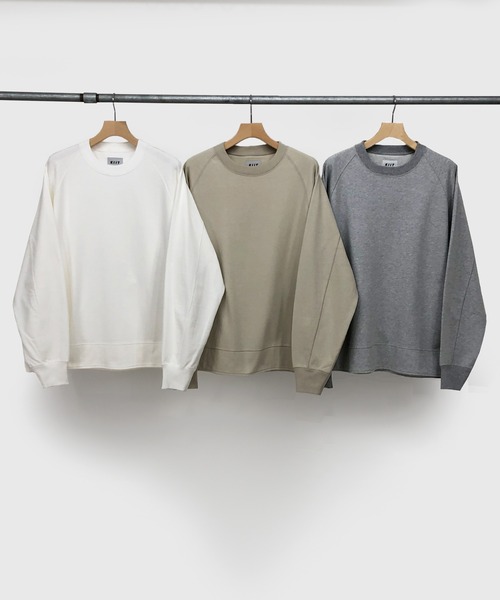 KIIT(キート)の「KIIT キート / LIGHT PILE JARSEY TOPS ライトパイル ラグランスリーブ ジャージトップス トレーナー(セットアップ) / KIO-T93-013(スウェット・メンズ・オフホワイト/杢グレー/ライトベージュ・1/2/3)」の7枚目の写真