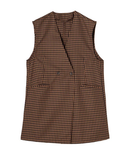 Settimissimo（セッティミッシモ）の「千鳥格子ジャガードジレ【セットアップ着用可】（ベスト・レディース・ブラウン/ベージュ・M）」の16枚目の写真