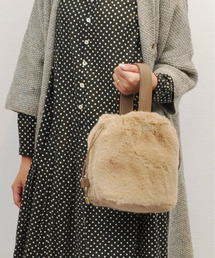 カシュカシュ cachecache / エコファーワンハンドル巾着ミニバッグ