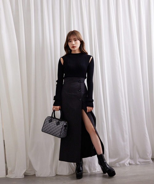 ANDGEEBEE（アンジービー）の「スラッシュハイネックニット（ニット/セーター・レディース・ブラック/ブラウン・MEDIUM）」の9枚目の写真