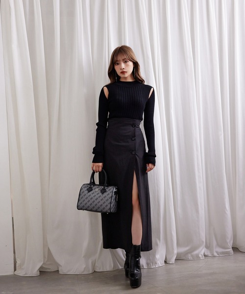 ANDGEEBEE（アンジービー）の「スラッシュハイネックニット（ニット/セーター・レディース・ブラック/ブラウン・MEDIUM）」の10枚目の写真