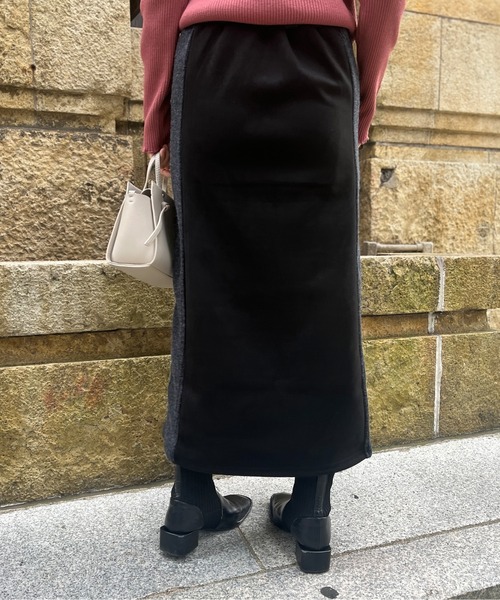 Chez toi（シェトワ）の「スエード×リブ切替バイカラースカート（スカート・レディース・ブラック/カーキ/ピンク/グレイッシュベージュ・FREE）」の12枚目の写真