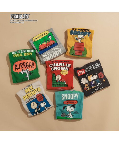 PEANUTS(ピーナッツ)の「PEANUTSコラボ カラフルTシャツ(Tシャツ/カットソー・キッズ・ブルー/グレー/オフホワイト/グリーン/レッド/チャコール/イエロー・80/90/100/110/120)」の12枚目の写真