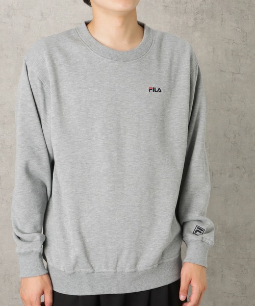 FILA(フィラ)の「FILA フィラ 裏起毛ワンポイントロゴ刺繍トレーナー(スウェット・メンズ・ブルーグレー/カーキ/グレー/ネイビー/ホワイト/ブラック・M/L/XL)」の3枚目の写真