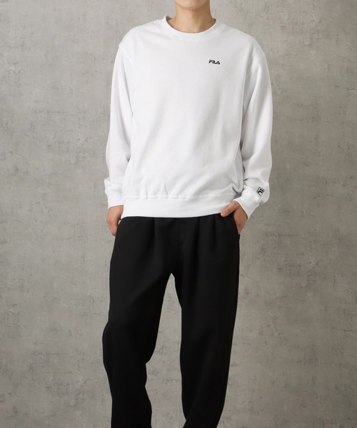 FILA(フィラ)の「FILA フィラ 裏起毛ワンポイントロゴ刺繍トレーナー(スウェット・メンズ・ブルーグレー/カーキ/グレー/ネイビー/ホワイト/ブラック・M/L/XL)」の13枚目の写真