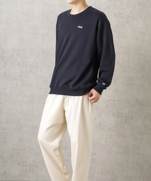 FILA(フィラ)の「FILA フィラ 裏起毛ワンポイントロゴ刺繍トレーナー(スウェット・メンズ・ブルーグレー/カーキ/グレー/ネイビー/ホワイト/ブラック・M/L/XL)」の7枚目の写真