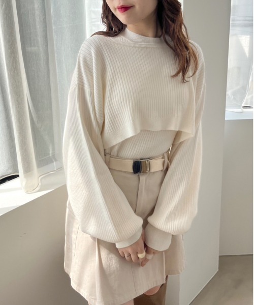 OLIVE des OLIVE（オリーブデオリーブ）の「クロップドトップス×インナー（ニット/セーター・レディース・ブラック/オフホワイト/サックスブルー・FREE）」の18枚目の写真