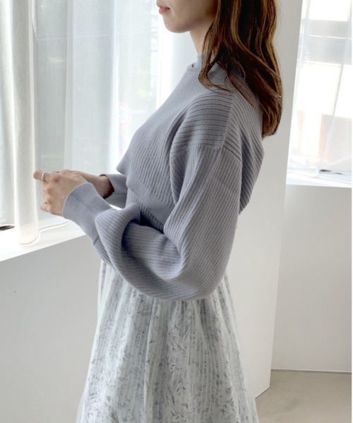 OLIVE des OLIVE（オリーブデオリーブ）の「クロップドトップス×インナー（ニット/セーター・レディース・ブラック/オフホワイト/サックスブルー・FREE）」の16枚目の写真