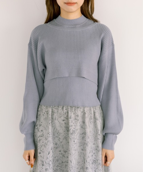 OLIVE des OLIVE（オリーブデオリーブ）の「クロップドトップス×インナー（ニット/セーター・レディース・ブラック/オフホワイト/サックスブルー・FREE）」の20枚目の写真