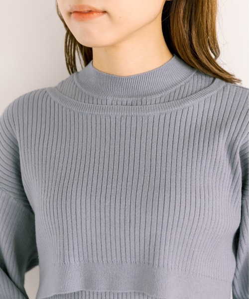 OLIVE des OLIVE（オリーブデオリーブ）の「クロップドトップス×インナー（ニット/セーター・レディース・ブラック/オフホワイト/サックスブルー・FREE）」の13枚目の写真