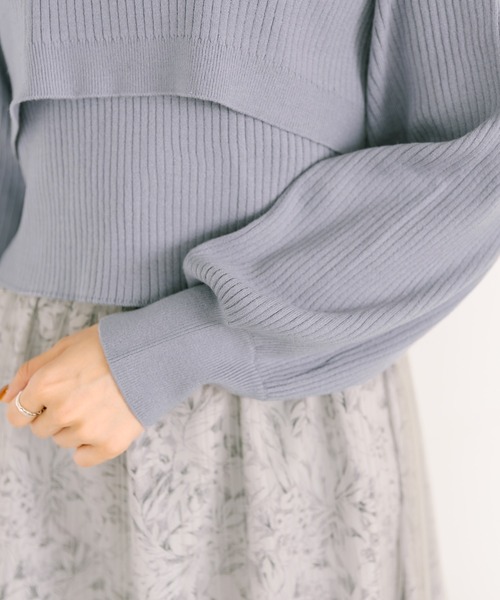 OLIVE des OLIVE（オリーブデオリーブ）の「クロップドトップス×インナー（ニット/セーター・レディース・ブラック/オフホワイト/サックスブルー・FREE）」の17枚目の写真