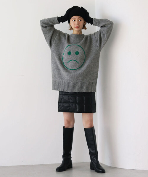 SLOBE citron.（スローブシトロン）の「SLOBE citron.フェイクレザーキルティングミニスカート（スカート・レディース・ブラック・FREE）」の4枚目の写真