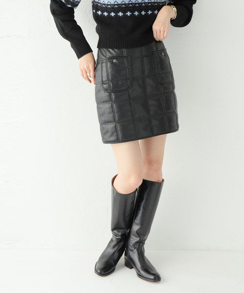 SLOBE citron.（スローブシトロン）の「SLOBE citron.フェイクレザーキルティングミニスカート（スカート・レディース・ブラック・FREE）」の21枚目の写真