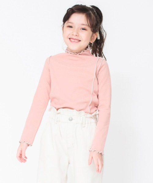 BRANSHES（ブランシェス）の「【もちもちニットソー】配色メロウ長袖Tシャツ ロンT<br>（Tシャツ/カットソー・キッズ・アイボリー/ブラウン/チャコールグレー/ピンク・140/130/100/150/110/120）」の4枚目の写真