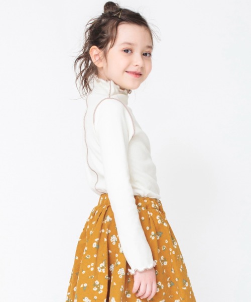 BRANSHES（ブランシェス）の「【もちもちニットソー】配色メロウ長袖Tシャツ ロンT<br>（Tシャツ/カットソー・キッズ・アイボリー/ブラウン/チャコールグレー/ピンク・140/130/100/150/110/120）」の2枚目の写真