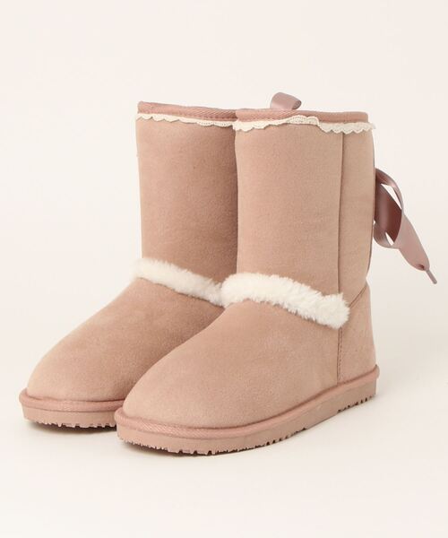 axes femme（アクシーズファム）の「バックリボンムートンブーツ（ブーツ・レディース・ピンク/ブラック/ベージュ・LARGE/MEDIUM）」の3枚目の写真