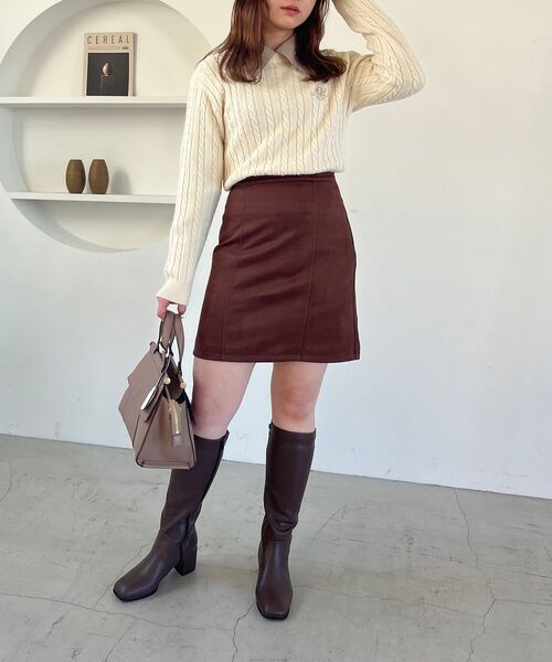 MAJESTIC LEGON（マジェスティックレゴン）の「ポイントロゴミニケーブルニット（ニット/セーター・レディース・ベージュ/グリーン/アイボリー・MEDIUM）」の4枚目の写真