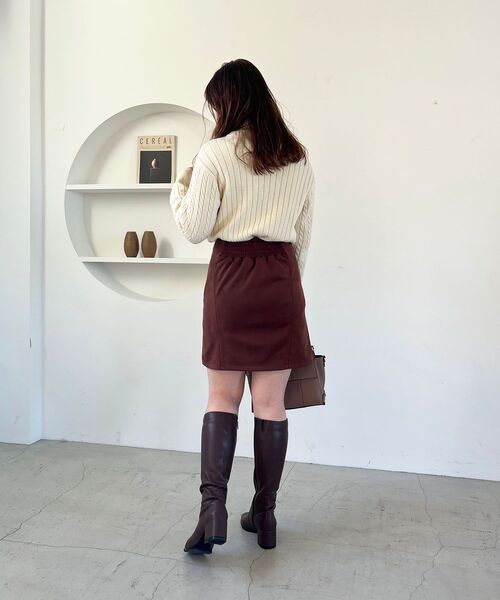 MAJESTIC LEGON（マジェスティックレゴン）の「ポイントロゴミニケーブルニット（ニット/セーター・レディース・ベージュ/グリーン/アイボリー・MEDIUM）」の11枚目の写真