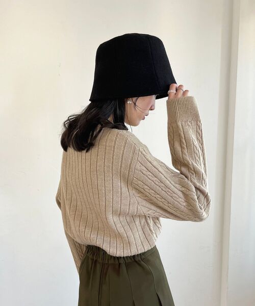 MAJESTIC LEGON（マジェスティックレゴン）の「ポイントロゴミニケーブルニット（ニット/セーター・レディース・ベージュ/グリーン/アイボリー・MEDIUM）」の16枚目の写真